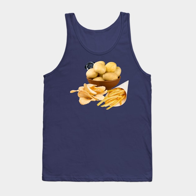 Potato Pug with Potatoes, Potato Chips, and French Fries Tank Top by Tato Adventures